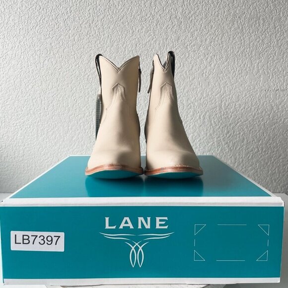 Lane PLAIN JANE Womens Cowboy Bootie 9.5 Pale Ivory Western Cowgirl Ankle Boot - Picture 11 of 12